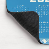 2027 Calendar, Greek Fret, Cosmic Latte on Blue Mousepad (Ecke)