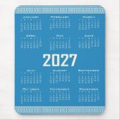 2027 Calendar, Greek Fret, Cosmic Latte on Blue Mousepad (Vorne)
