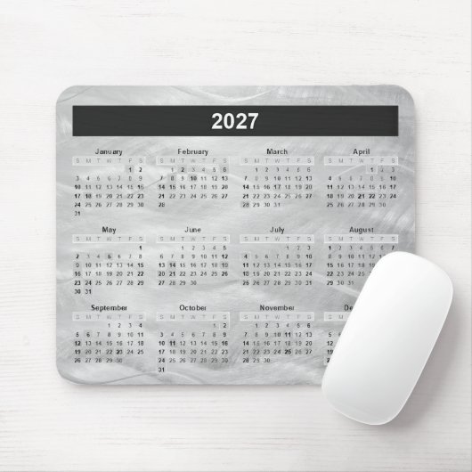 2027 Calendar Wavy Brushed Steel Abstract Mousepad (Mit Mouse)