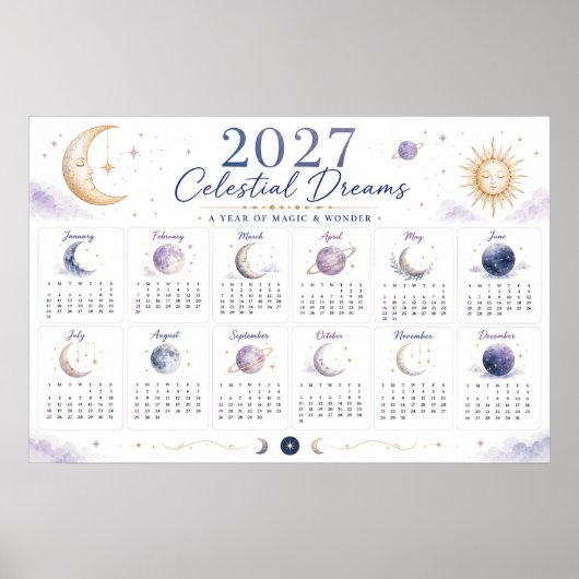 2027 Celestial Dreams Wandkalender Poster (Vorne)