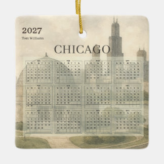 2027 Chicago Planetarium Kalender Jahr auf einen B Keramikornament