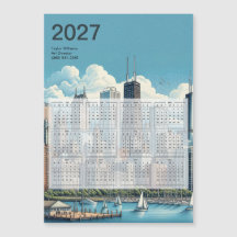 2027 Chicago-Skyline-Architektur-Kalenderkarte