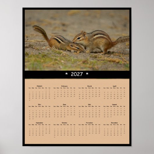 2027 Chipmunk-Wandkalender - Waldbeobachter Poster (Vorne)
