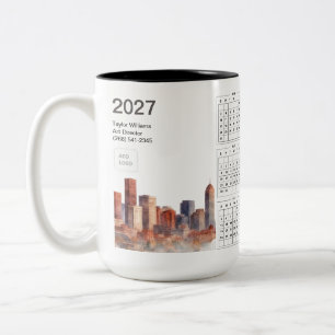 2027 Denver Skyline Geschäft-Logo Minimalistisch B Zweifarbige Tasse