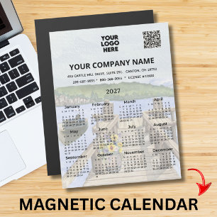 2027 Dock Water Magnet Kalender Geschäft Logo QR