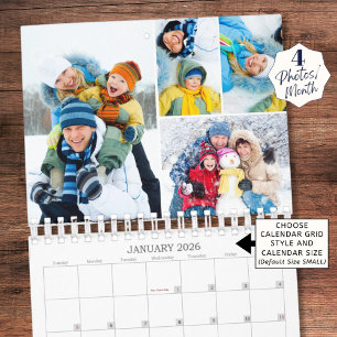 2027 Einfache benutzerdefinierte Fotocollage 4 pro Kalender
