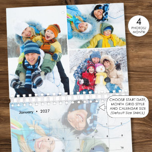 2027 Einfache benutzerdefinierte Fotocollage 4 pro Kalender