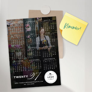2027 Einfacher Typografie-Kalender Magnetkarte