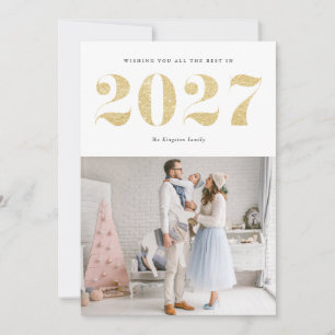 2027 Falsches Gold Glitter Moderne Frohes Neues Ja Feiertagskarte