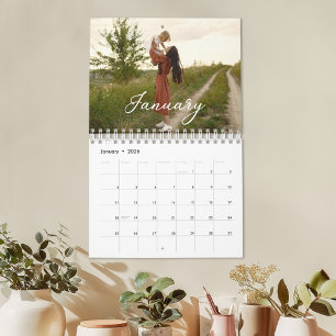 2027 Familien-Foto Chic Schrift Kalender