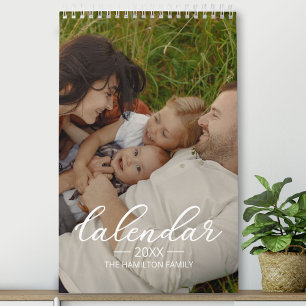 2027 Familienfoto-Chic-Script-Kalender Kalender