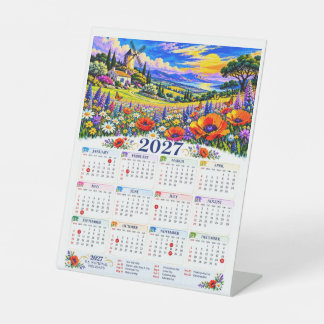 2027 Farbige Mittelmeer-Wildblumen-Landschaft Sockelschild