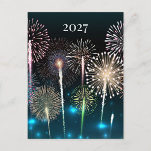 2027 Feuerwerk, Frohes Neues Jahr Postkarte
