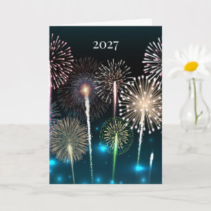 2027 Feuerwerk, Frohes Neujahrsgruß Karte