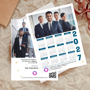 2027 Firmenkalender-QR-Code Firmenfoto Feiertagspostkarte