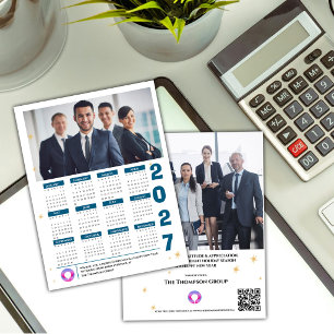 2027 Firmenkalender Unternehmensfoto Logo QR-Code Feiertagspostkarte
