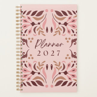 2027 Floral Boho Folk Art Spiral Rosa Planer