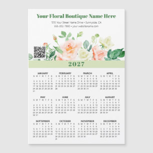 2027 Floral Boutique Geschäftskalender Magnetkarte