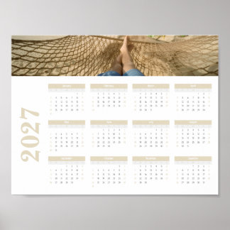 2027 Foto Beige Jahresübersichtskalender Poster
