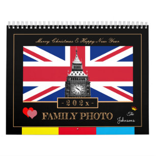 2027 Frohes Neues Jahr, Britische Flagge, Big Ben Kalender