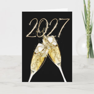 2027 Frohes Neues Jahr Wunderkerzen und Champagner Feiertagskarte