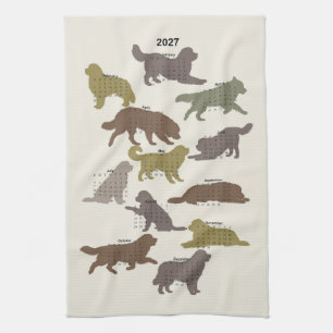 2027 Ganzjahres-Newfoundland-Hund-Kalender-Handtuc Geschirrtuch