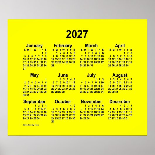 2027 Gelber Kalender von Janz Print Poster (Vorne)