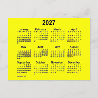 2027 Gelber Mini-Kalender von Janz Postkarte