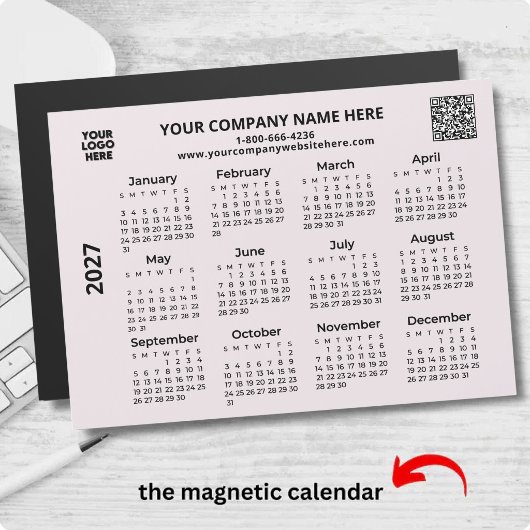 2027 Geschäft Ihr Logo QR-Code-Kalender-Magnet Magnetkarte