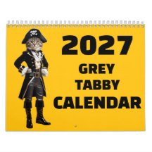 2027 Graue Tabby-Katzenkalender