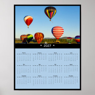 2027 Heißluftballon-Wandkalender - Malerischer Flu Poster