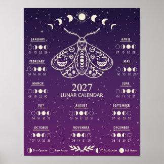 2027 Hexenhandwerk Motten Himmelsmondkalender Poster
