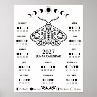 2027 Hexenwesen-Mond Himmelskörper Mondkalender Poster