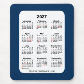 2027 Holiday Police Box Blue Calendar von Janz Mousepad (Vorne)