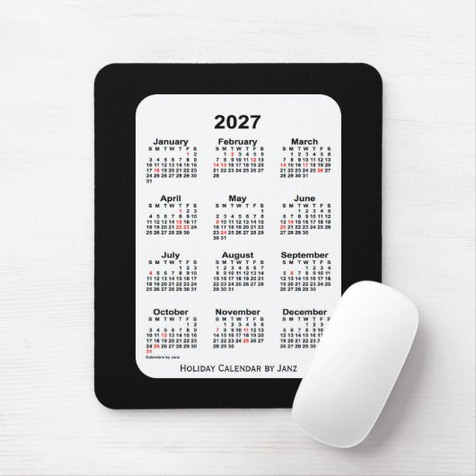 2027 Holiday Two Tone Black Calendar von Janz Mousepad (Mit Mouse)