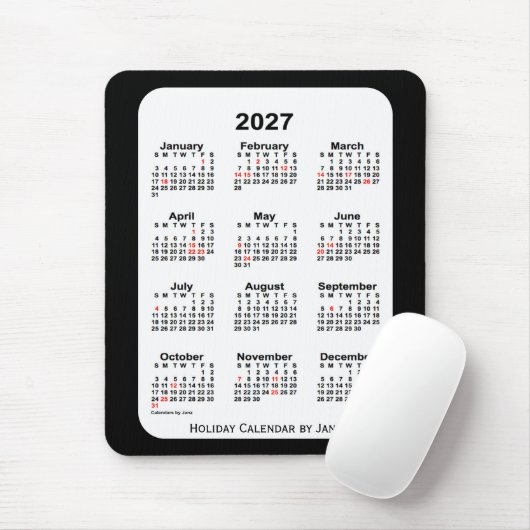 2027 Holiday Two Tone Black Calendar von Janz Mousepad (Mit Mouse)