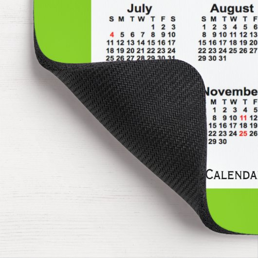 2027 Holiday Yellow Green Calendar von Janz Mousepad (Ecke)