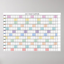 2027 Jahr auf einen Blick Einfacher Wandplaner Kal Poster