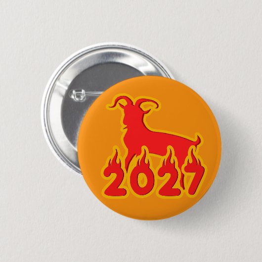 2027 Jahr der feurigen Ziege Button (Vorne & Hinten)