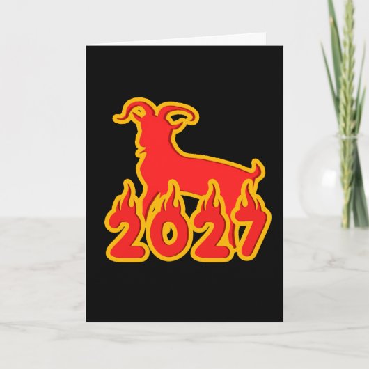 2027 Jahr der feurigen Ziege Karte (Vorderseite)
