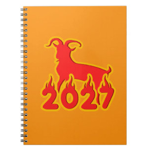 2027 Jahr der feurigen Ziege Notizblock