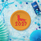 2027 Jahr der feurigen Ziege Pappteller (Party)