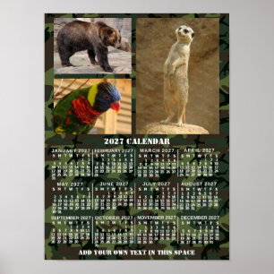 2027 Jahres-Monats-Kalender Tarnung 3 Fotos hinzuf Poster