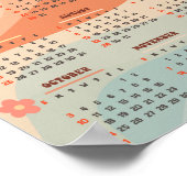 2027 Jahreskalender Groovy Vintage Pastell-Swirle Poster (Ecke)