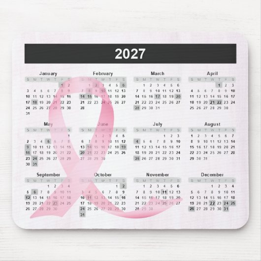 2027 Jahreskalender Pinkes Band Mousepad (Vorne)