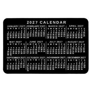 2027 Jahresmonatskalender Klassisch Schwarz und We Magnet