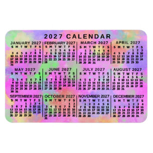 2027 Jahresmonatskalender Regenbogen-Splatter-Pain Magnet