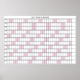 2027 Jahresübersicht Einfacher Wandplaner Kalender Poster