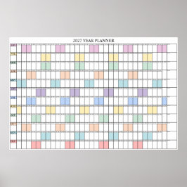 2027 Jahresübersicht Einfacher Wandplaner Kalender Poster