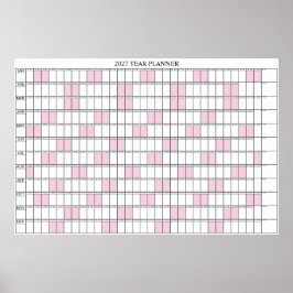 2027 Jahresübersicht Einfacher Wandplaner Kalender Poster